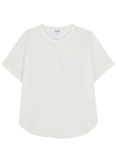 Shop Loewe White Logo Panelled Cotton T-shirt