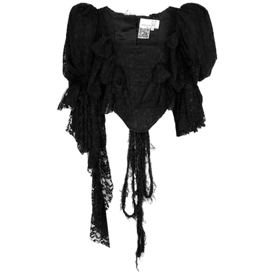 Shop Natasha Zinko Black Stretch-lace Corset Top
