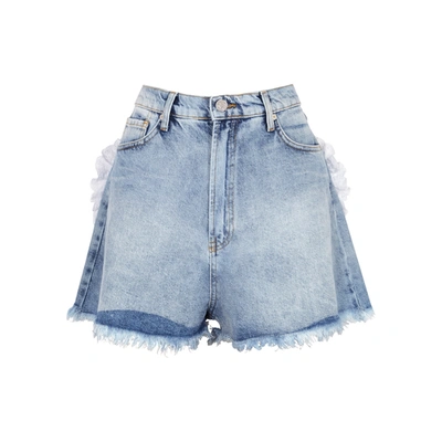 Shop Natasha Zinko Blue Heart-embellished Denim Shorts
