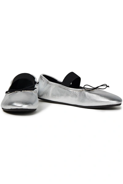Shop Marni Metallic Textured-leather Ballet Flats In Silver