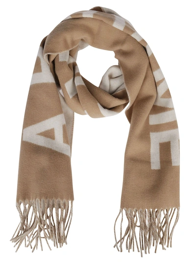 Shop Apc A.p.c. Logo Detailed Fringed Scarf In Multi