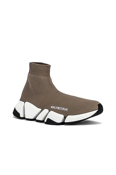 Shop Balenciaga Speed 2.0 Lt Sneakers In Dark Beige & White