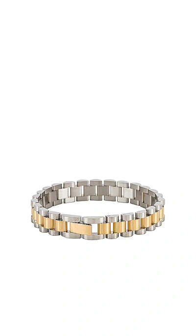 Luv Aj The Two-toned Timepiece Bracelet In Metallic Gold