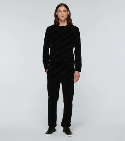 Shop Fendi Ff Crewneck Sweater In Black