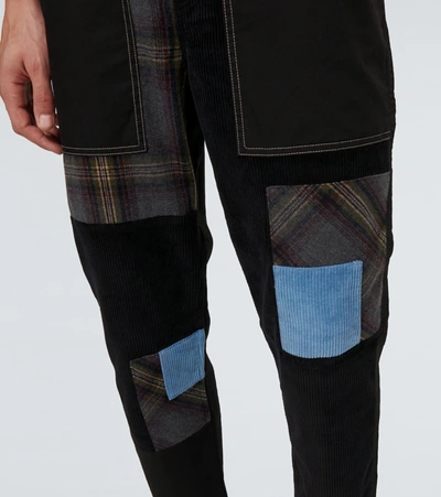 Shop Jw Anderson Cropped Patchwork Fatigue Pants In Black