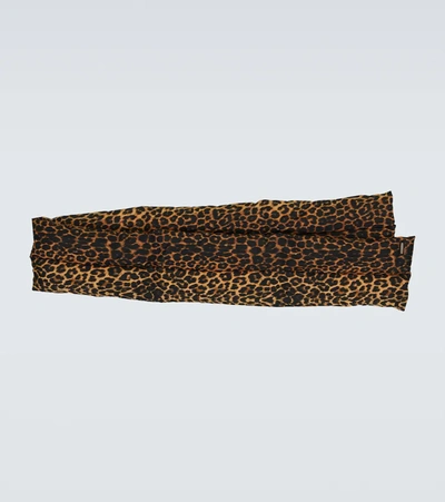 Shop Saint Laurent Padded Leopard-print Scarf In Multicoloured