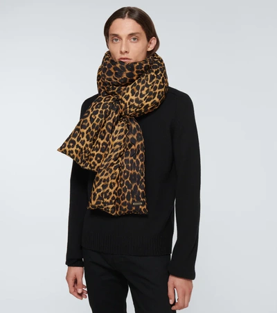 Shop Saint Laurent Padded Leopard-print Scarf In Multicoloured