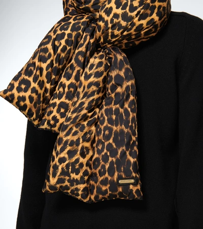 Shop Saint Laurent Padded Leopard-print Scarf In Multicoloured