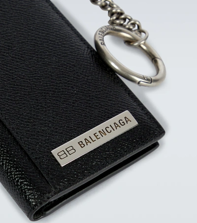 Shop Balenciaga Plate Vertical Leather Wallet In Black