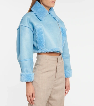 Shop Jacquemus La Veste Paioù Shearling-lined Leather Jacket In Blue