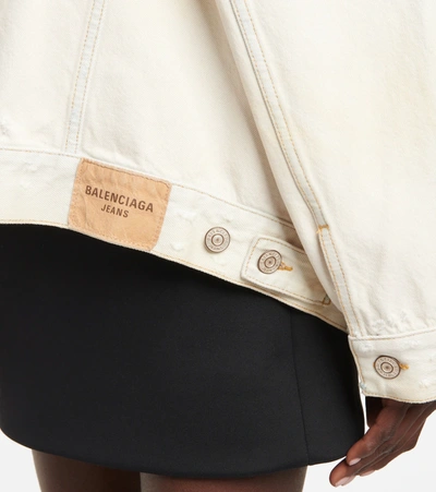 Shop Balenciaga Oversized Denim Jacket In Beige