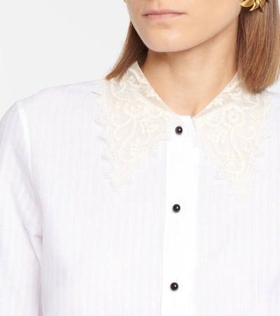 Shop Saint Laurent Lace-trimmed Cotton And Silk Voile Shirt In White