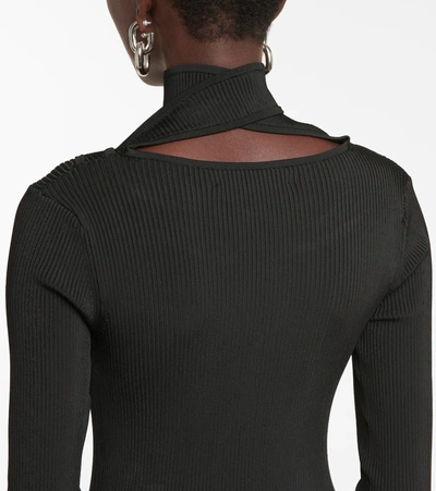 Shop Coperni Cut-out Ribbed-knit Midi Dress In Black