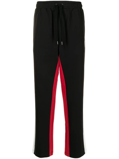 Shop Ports V Side-stripe Straight Trousers In Black