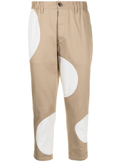 Ports V Spot-print Cropped Trousers In Neutrals