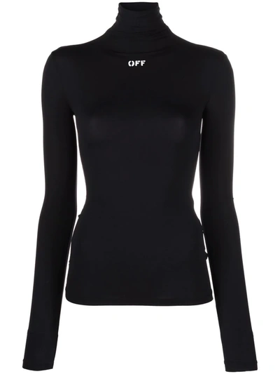 Shop Off-white Logo-print Roll Neck Top In Black