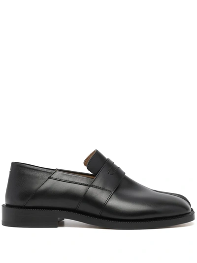 Shop Maison Margiela Tabi Leather Loafers In Black