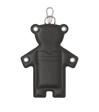 Shop Burberry Leather Thomas Bear Card Holder Charm In Black