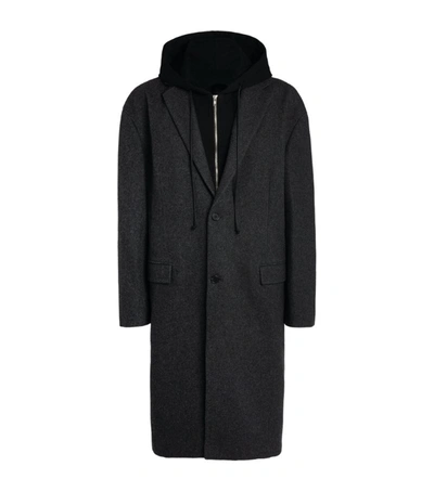Shop Juunj Detachable-hood Coat In Grey