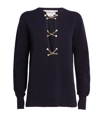 Shop Victoria Beckham Chain-detail Tunic Sweater In Navy