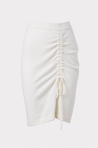 Shop Milly Ruched Skirt In Ecru