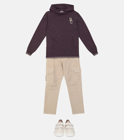 Shop Brunello Cucinelli Wool, Cashmere And Silk Hoodie In 紫色