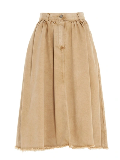 Shop Golden Goose Deluxe Brand Adele Denim Midi Skirt In Beige