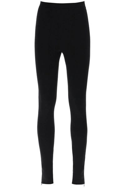 Shop Totême Zipped Elasticated Waistband Leggings In Black