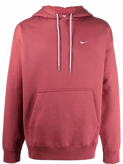 Shop Nike Swoosh-logo Cotton Hoodie In Red