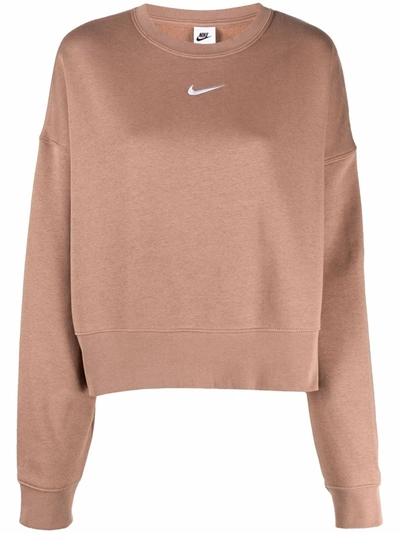 Shop Nike Essentials Collection Fleece Oversized Sweatshirt In Brown