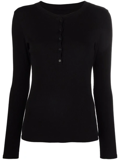 Shop Nili Lotan Button Down Collar Jersey Top In Black