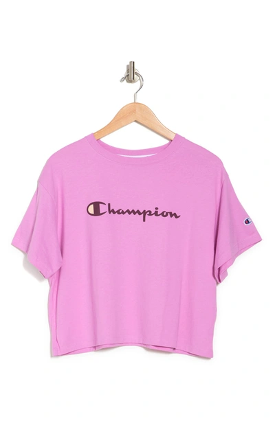 Shop Champion The Cropped Logo T-shirt In Paper Orchid