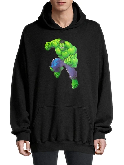 Shop Balenciaga Men's Hulk Boxy Hoodie Sweatshirt In Black