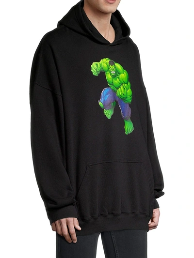 Shop Balenciaga Men's Hulk Boxy Hoodie Sweatshirt In Black