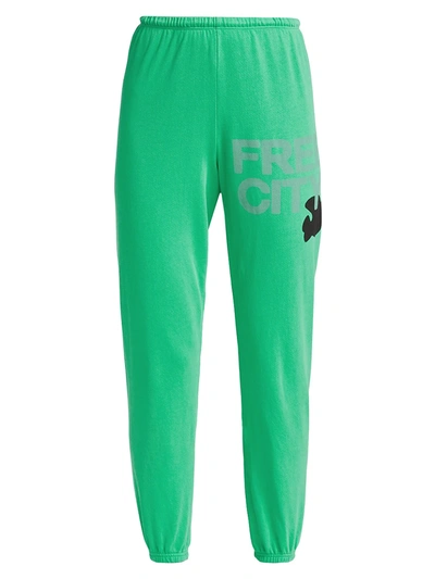Shop Freecity Logo Sweatpants In Green Machine