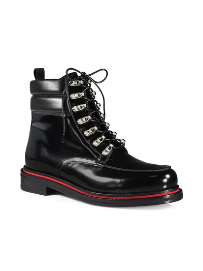 Shop Christian Louboutin Alopista Patent Leather Combat Boots In Black