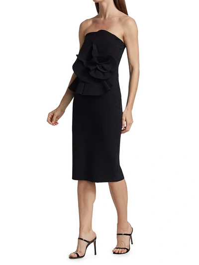 Shop Chiara Boni La Petite Robe Women's Hebe Strapless Ruffle Sheath Dress In Black