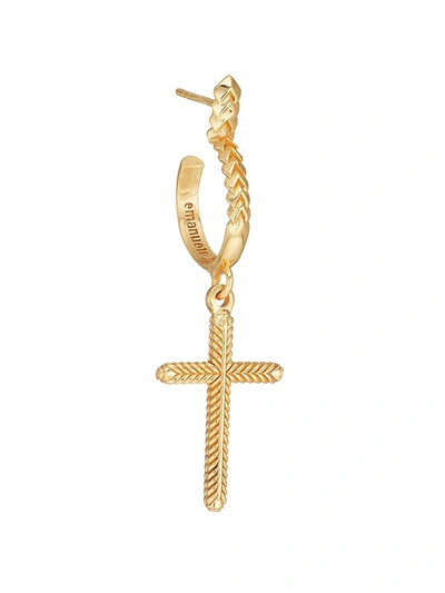 Shop Emanuele Bicocchi Gold Cross Single Hoop Earring