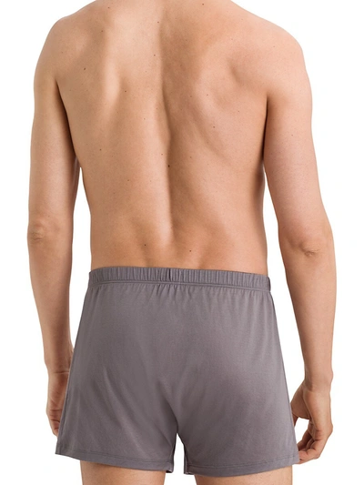 Shop Hanro Cotton Sporty Knit Boxers In Cinder Grey
