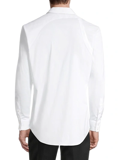 Shop Alexander Mcqueen Men's Harness Cotton Long-sleeve Sport Shirt In White