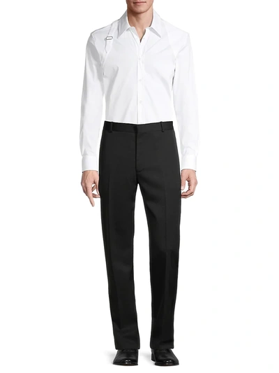 Shop Alexander Mcqueen Men's Harness Cotton Long-sleeve Sport Shirt In White