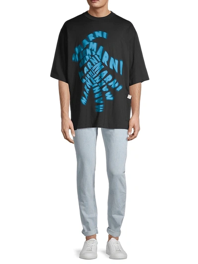 Shop Marni Oversized Logo T-shirt In Black