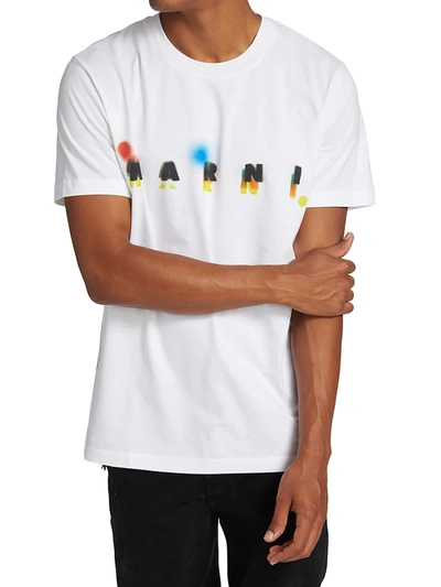 Shop Marni Logo Crewneck T-shirt In Lily White