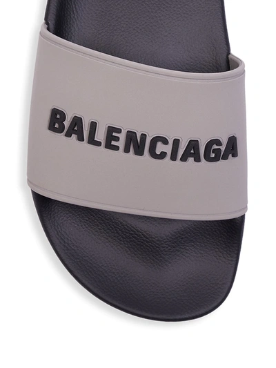 Shop Balenciaga Rubber Pool Slide Sandals In Blue Black