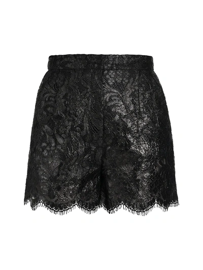 Shop Dolce & Gabbana Laminated Lace Shorts In Nero