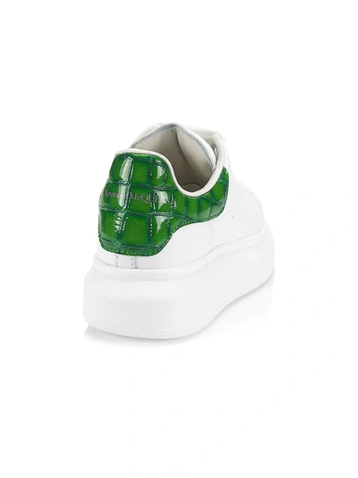 Shop Alexander Mcqueen Little Kid's & Kid's Oversize Mock-croc Leather Low-top Sneakers In White