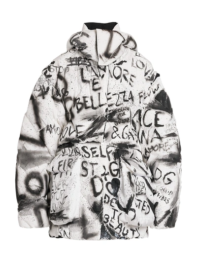 Shop Dolce & Gabbana Women's Collection W Stampa Graffiti Print Puffer Jacket In Variante Abbinata