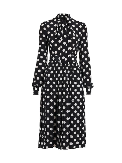 Shop Dolce & Gabbana Women's Collection W Polka Dot Silk Dress In Nero