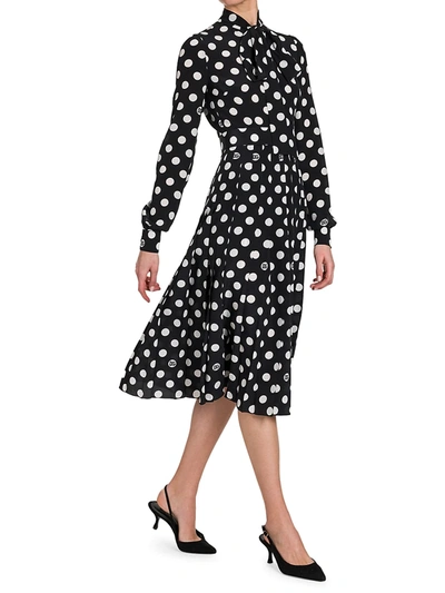 Shop Dolce & Gabbana Women's Collection W Polka Dot Silk Dress In Nero