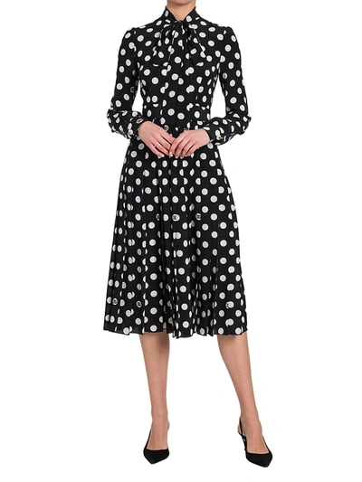 Shop Dolce & Gabbana Women's Collection W Polka Dot Silk Dress In Nero